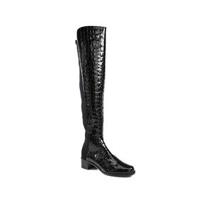 Stuart Weitzman croc embossed thigh high boots